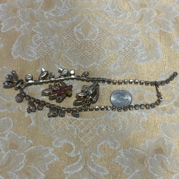 WEISS Aurora AB Rhinestone Cream Molded Glass Necklace and Earrings SET - Picture 12 of 13